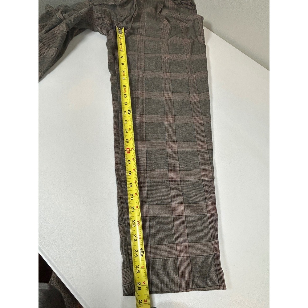 Old Navy Billie Straight Pants Women's Small Brown Plaid High Rise Trousers Fall - Picture 7 of 8